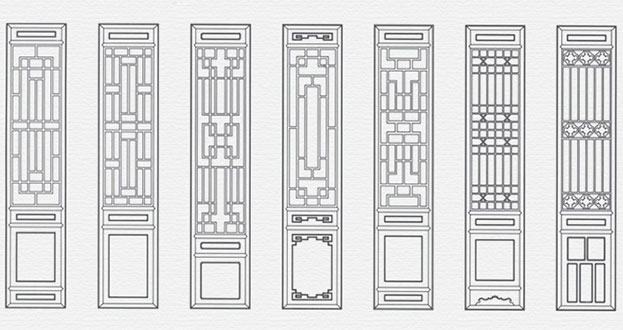 乌烈镇常用中式仿古花窗图案隔断设计图